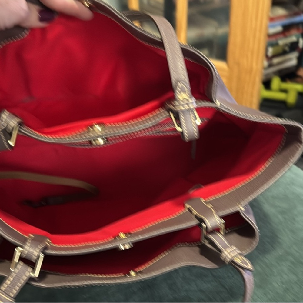 Dooney & Bourke Taupe Leather Tote - Picture 2 of 3